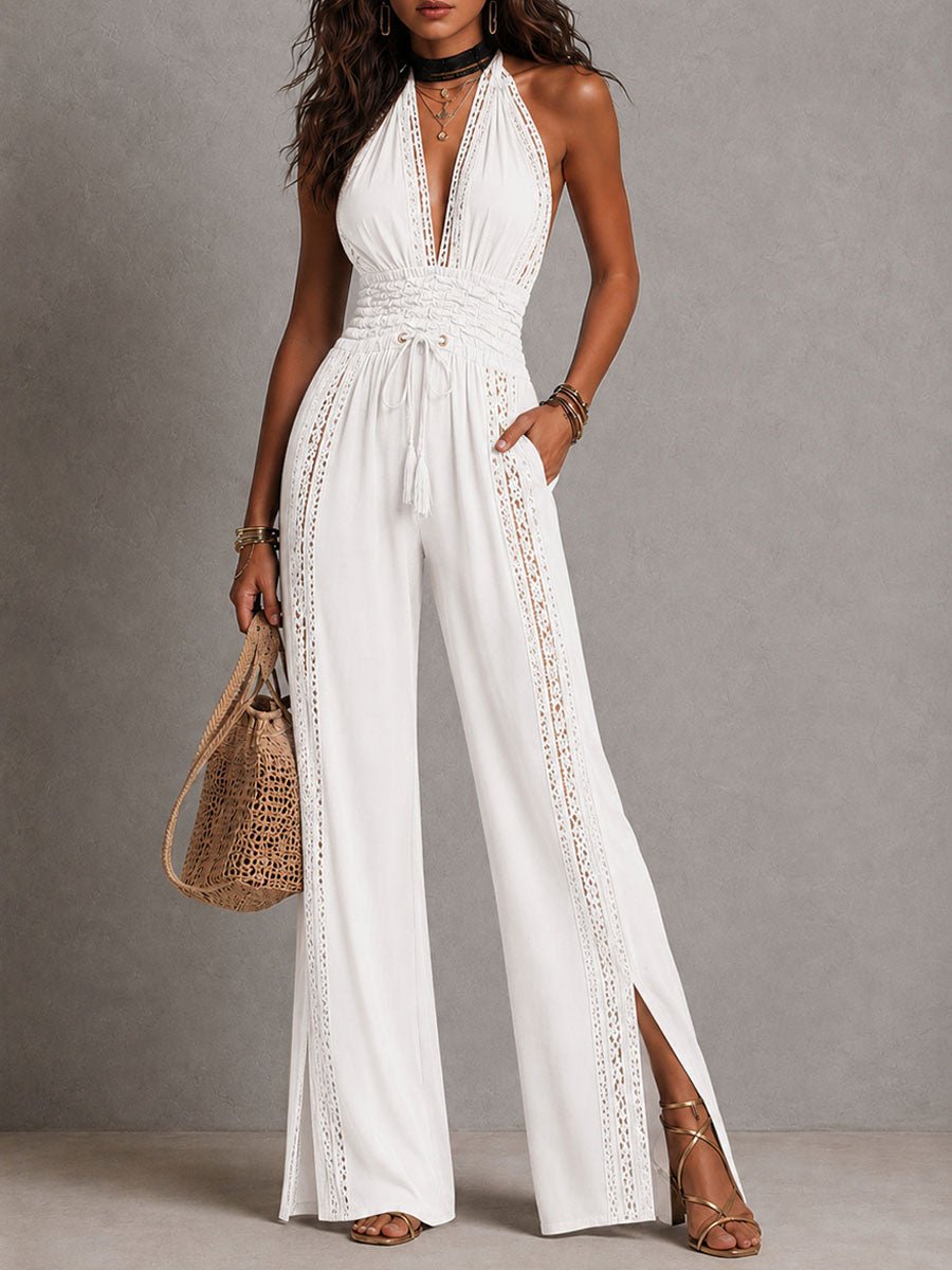 Luisa | Tuta Boho in Pizzo Gamba Larga