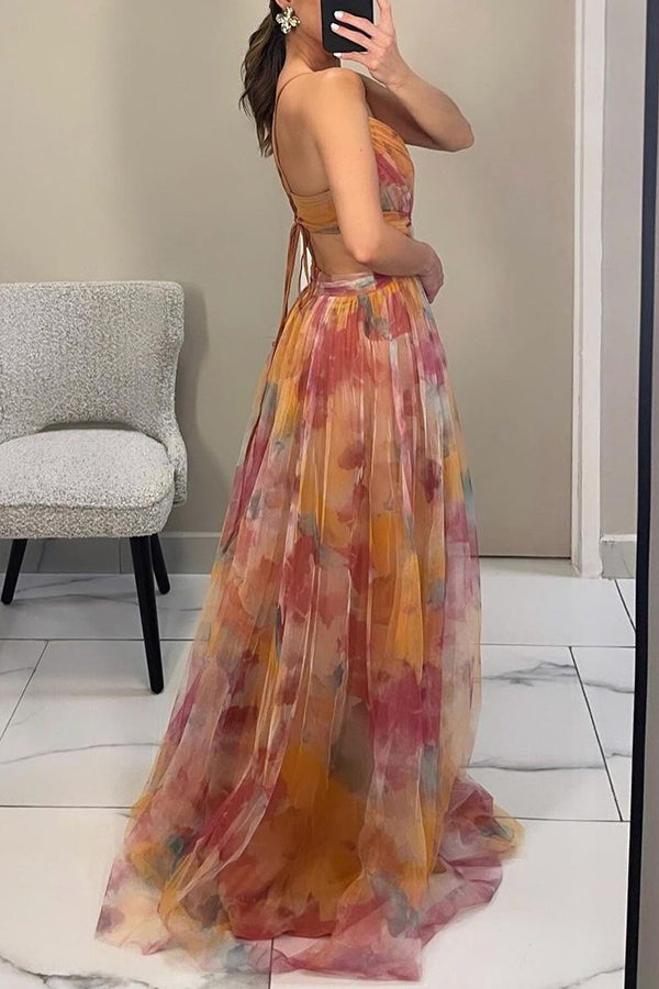 Eléna - Abito Lungo Elegante e Floreale