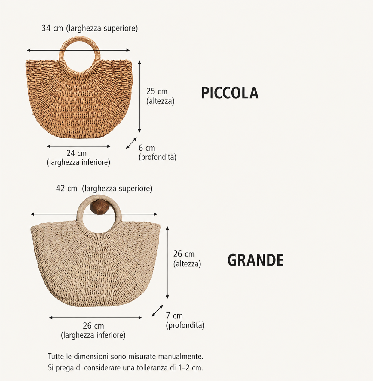 Ottavia | Borsa a Mezzaluna in Paglia Intrecciata Beige Naturale
