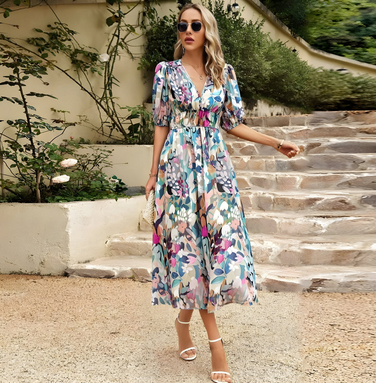 Vanessa - Abito Midi con Fiori