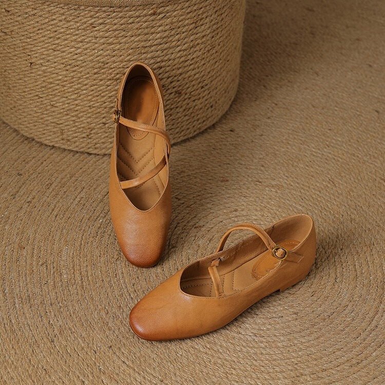 Camille | ballerine in pelle con cinturino alla caviglia