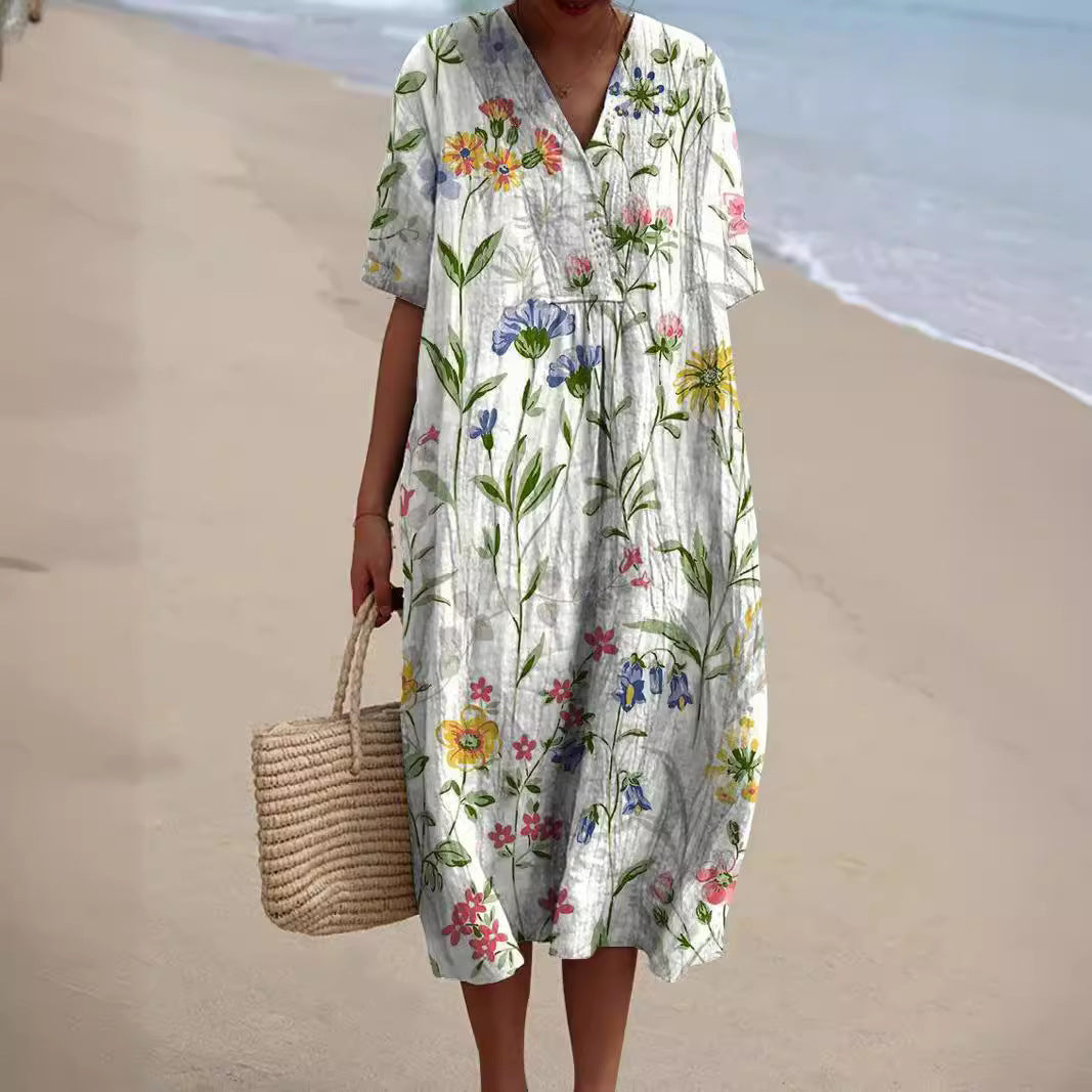 Emma - Abito Floreale in Cotone Premium