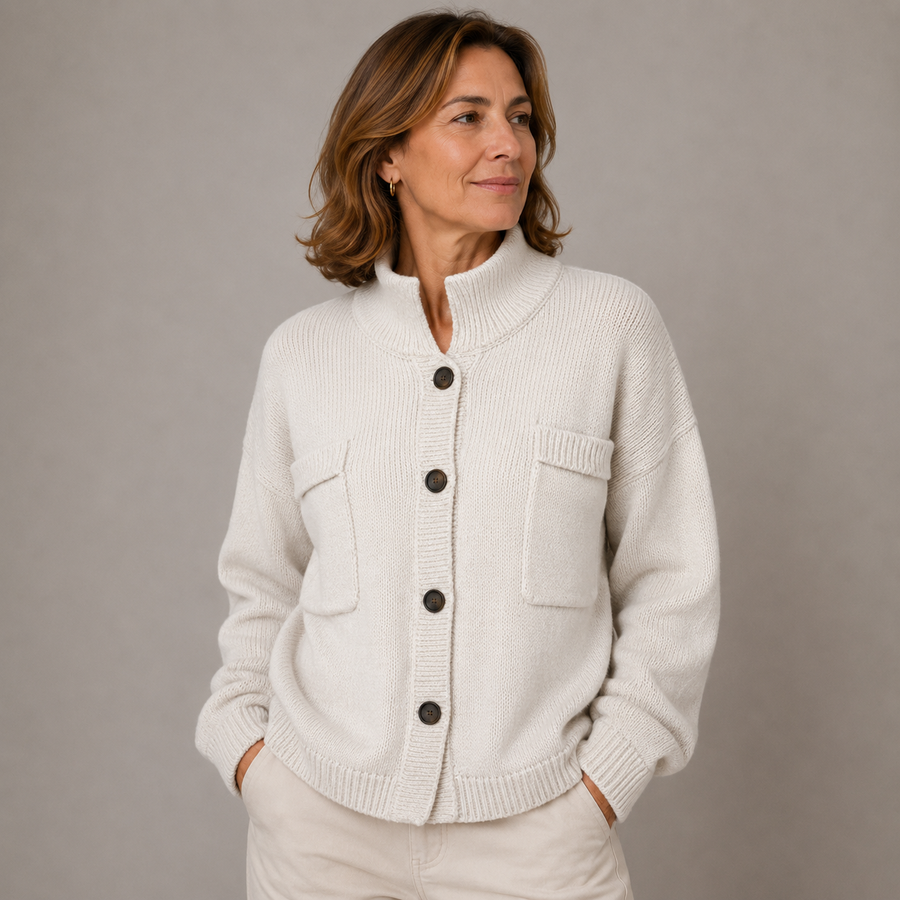 Cardigan con Collo Alto e Bottoni Augusta™