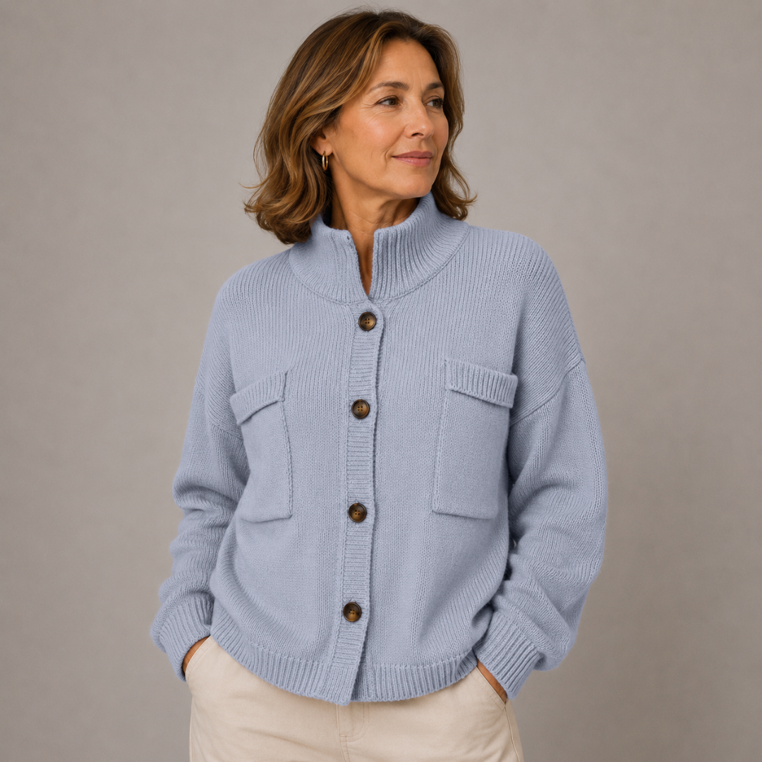 Cardigan con Collo Alto e Bottoni Augusta™