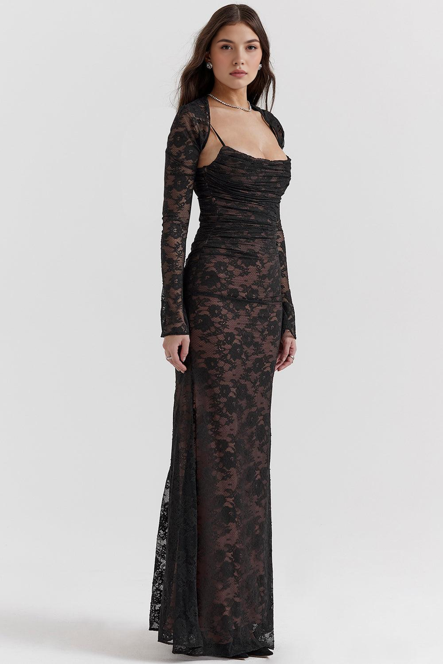 Celeste | Abito Maxi in Pizzo